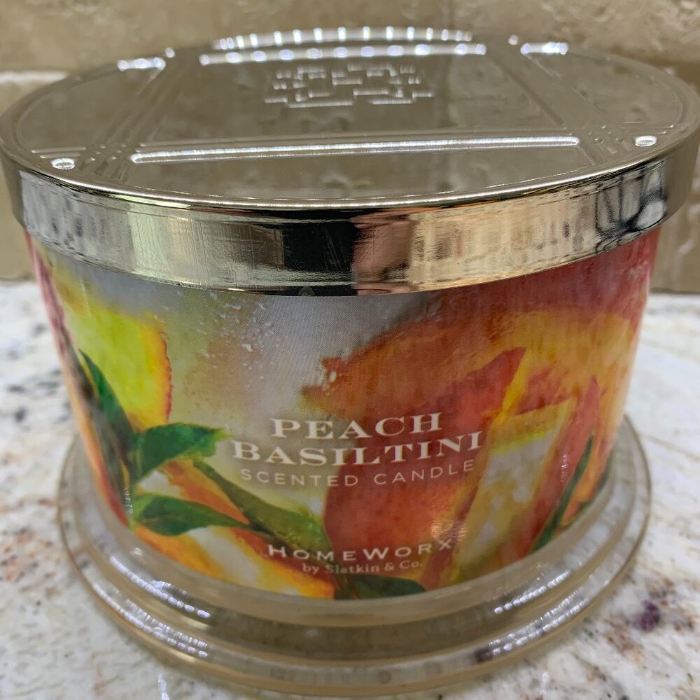 HomeWorx by Harry Slatkin Peach Basiltini Scented 4-Wick Candle 18oz